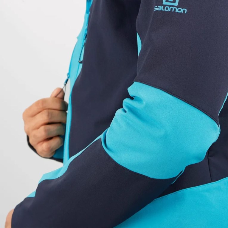 Chaquetas Salomon Outpeak Softshell Full Zip Hombre Azul Marino Turquesa | MX TWFK587